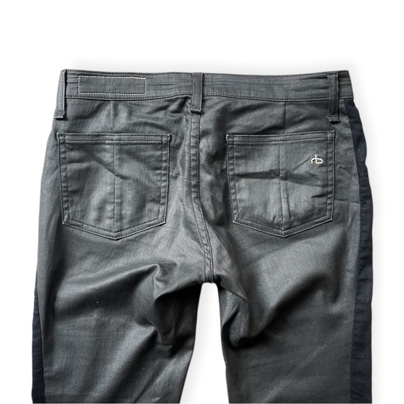 Rag & Bone Grey Black Tuxedo Stripe Skinny Jeans in “Midnight,” sz 27” - Picture 8 of 11